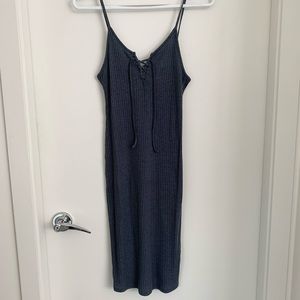 Topshop Ribbed Blue Midi Dress